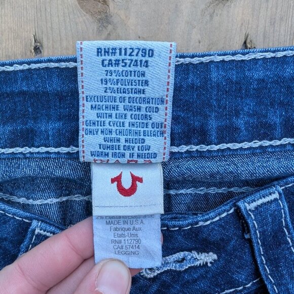 True Religion Jeans Women 29 Blue Denim Medium Wash Skinny Leg 5-Pockets Stretch - Picture 6 of 10